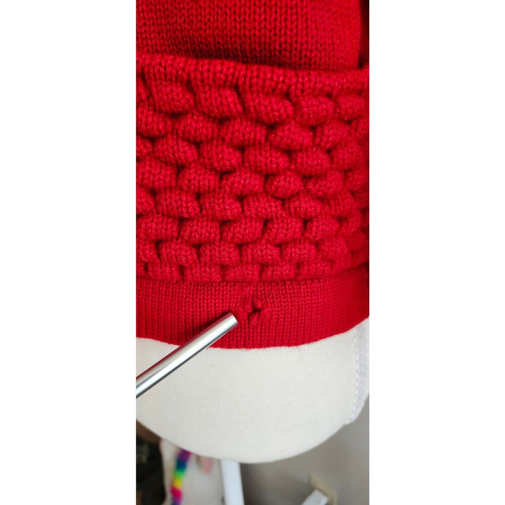 Vintage 100% Wool Italian Red Cowl Neck Button Front Sweater Cardigan M - Picture 9 of 10